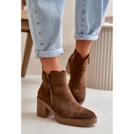 Botines de mujer marrones con tacón marrón 2