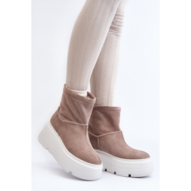Zazoo Botines de mujer beige con plataforma masiva 1