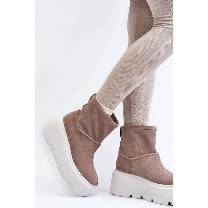 Zazoo Botines de mujer beige con plataforma masiva 2 Zazoo Botines de mujer beige con plataforma masiva 2