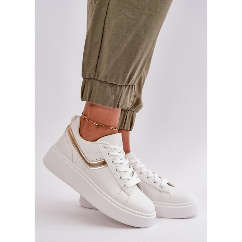Zapatillas plataforma blanco/dorado 1
