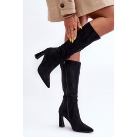 Botas de tacón de ante negro 1 Botas de tacón de ante negro 1