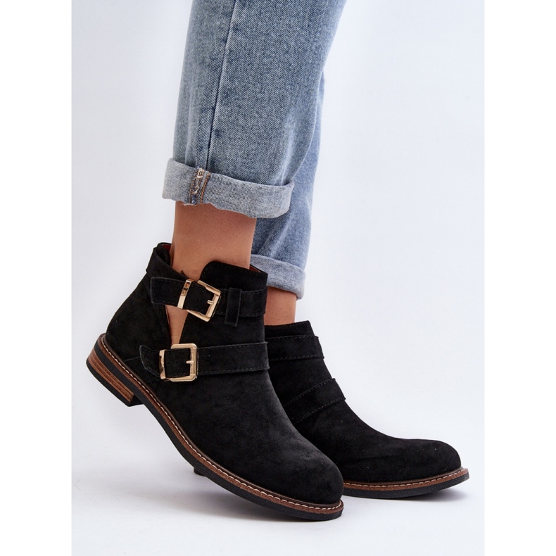 Botines de mujer con rayas decorativas Negro 1