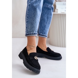 Zapatos mocasines con detalle dorado Negro 1