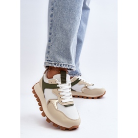 Zapatillas deportivas de mujer con plataforma Beige/Verde. 2
