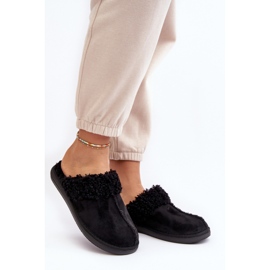 Pantuflas de mujer Inblu Black con pelo negro 1