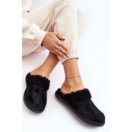 Pantuflas de mujer Inblu Black con pelo negro 2