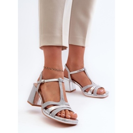 Sandalias de tacón de mujer Plata gris 2