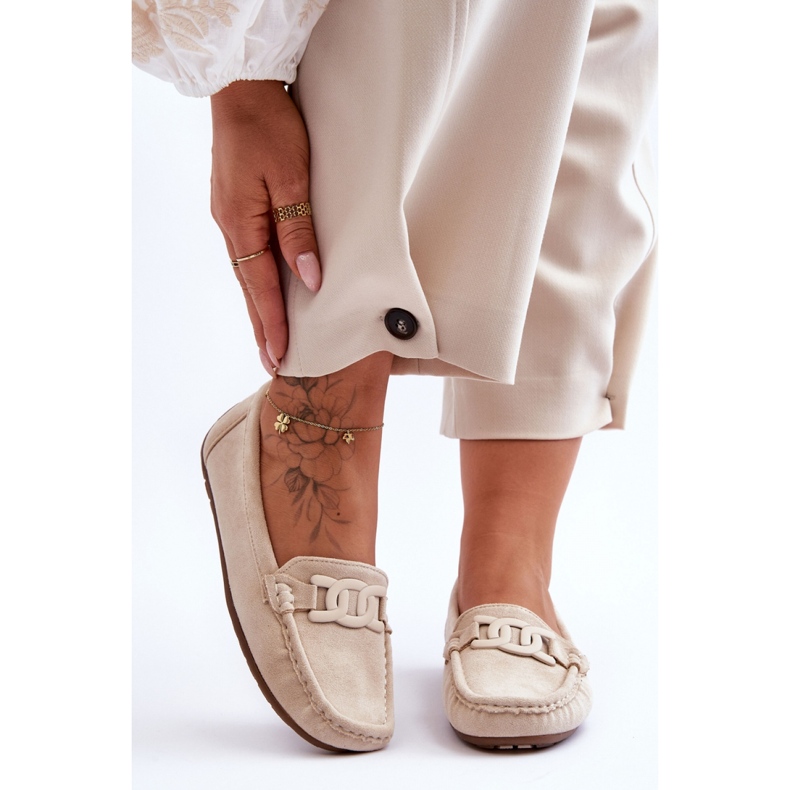 Mocasines mujer ante beige 1