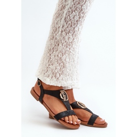 S.Barski Sandalias de mujer con adorno dorado Negro 1 S.Barski Sandalias de mujer con adorno dorado Negro 1