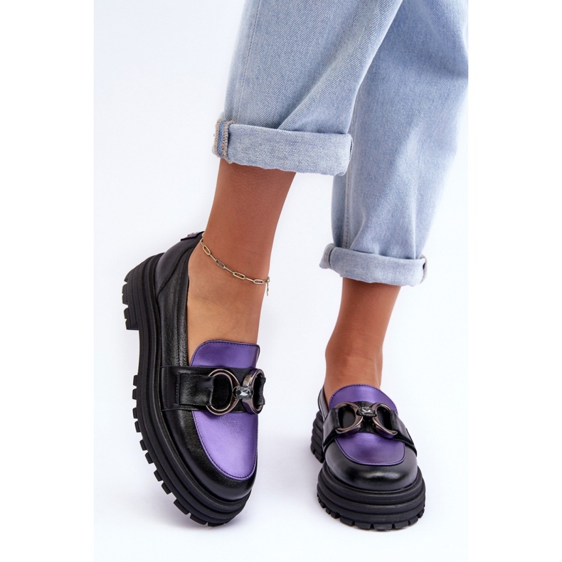 Mocasines de mujer con plataforma masiva Negro/Violeta 1 Mocasines de mujer con plataforma masiva Negro/Violeta 1