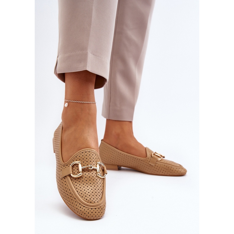 Mocasines planos de mujer camel marrón 1