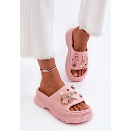 Chanclas de mujer con adornos en Rosa rosado 1