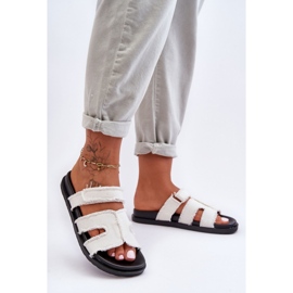 Chanclas de mujer con suela plana, Blanco 2