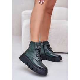 Zazoo Botas de plataforma de mujer verde oscuro 1