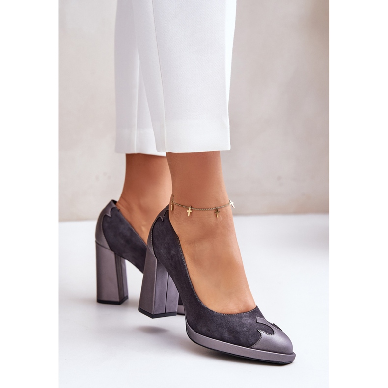 Laura Messi Salón gris tacón alto 1 Laura Messi Salón gris tacón alto 1