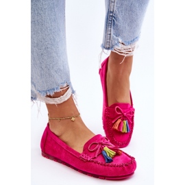 Mocasines de mujer con flecos Fucsia rosa 1