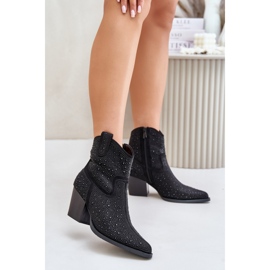 S.Barski Botas cowboy de tacón alto con adornos en negro 1