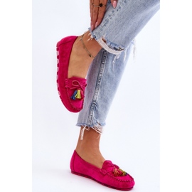 Mocasines de mujer con flecos Fucsia rosado 2