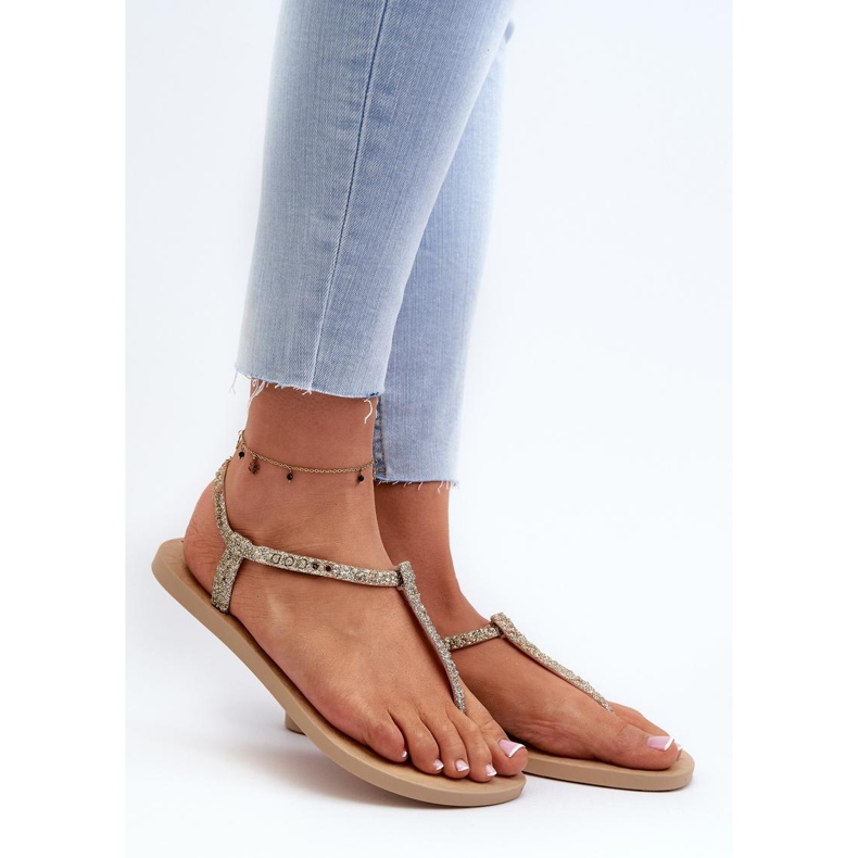 Sandalias chanclas de mujer con purpurina Ipanema Gold dorado 1
