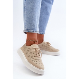 Deportivas plataforma caladas beige 2