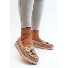 Mocasines de mujer calados dorados 2