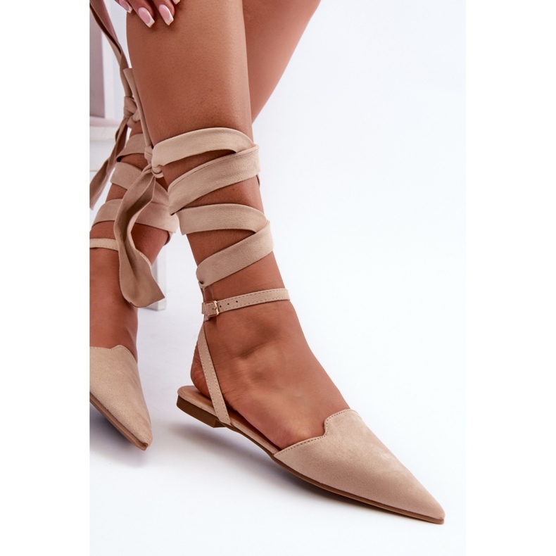 Bailarinas ante cordones beige 2 Bailarinas ante cordones beige 2
