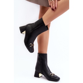 Botines de tacón con decoración Negra negro 2