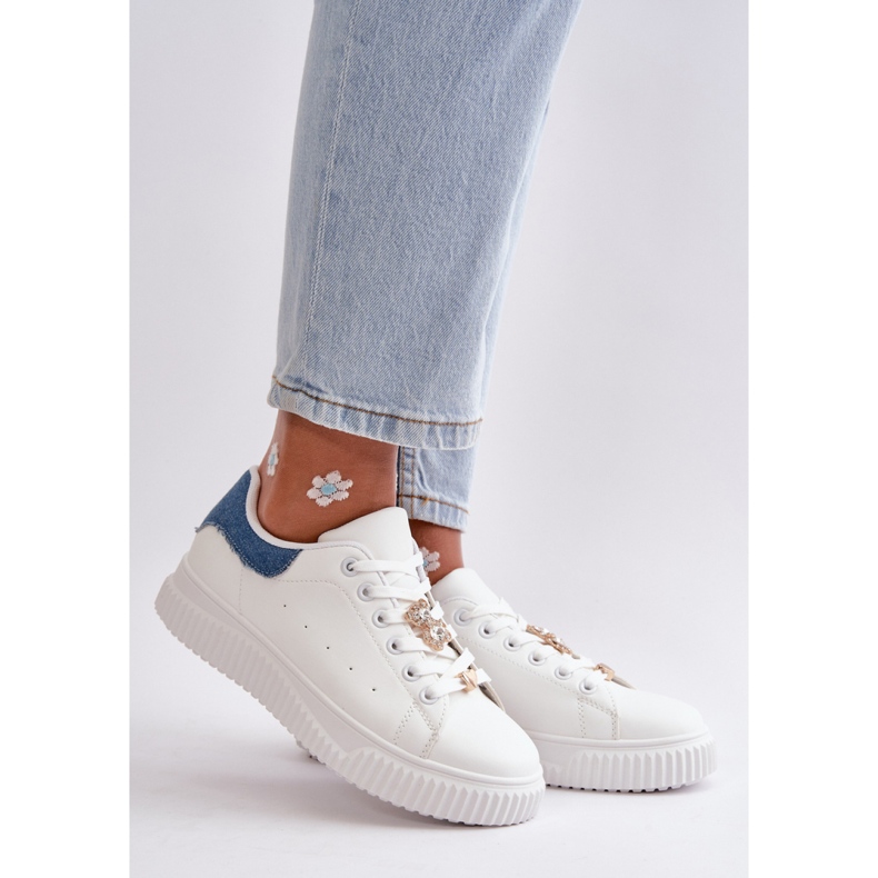Zapatillas de mujer con pins Blanco/Azul 1