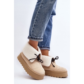 Botas de nieve con plataforma y borreguito Beige 1 Botas de nieve con plataforma y borreguito Beige 1