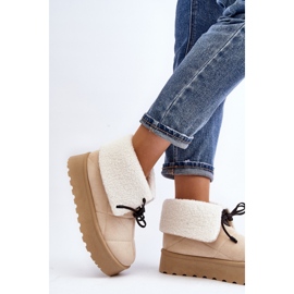 Botas de nieve con plataforma y borreguito Beige 2