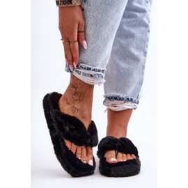 Chanclas de pelo para mujer Negro 2