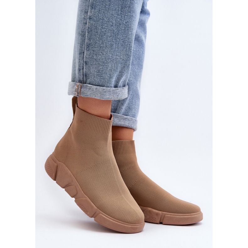 Deportivas Beige Con Calcetín marrón 1