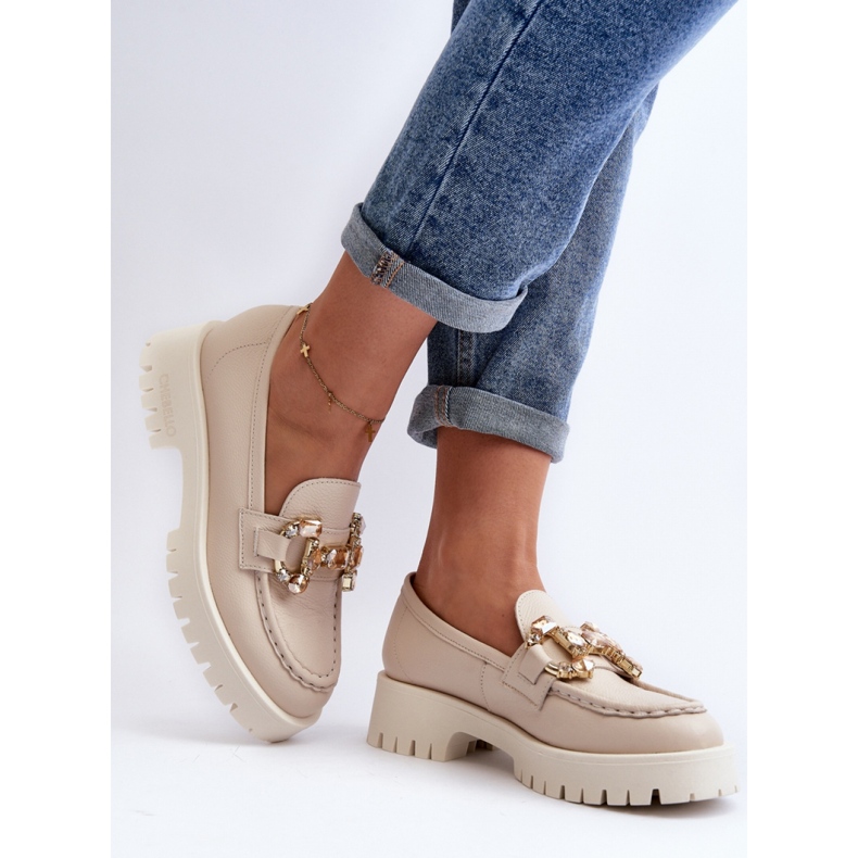 Elegantes mocasines de mujer Chebello Beige 2