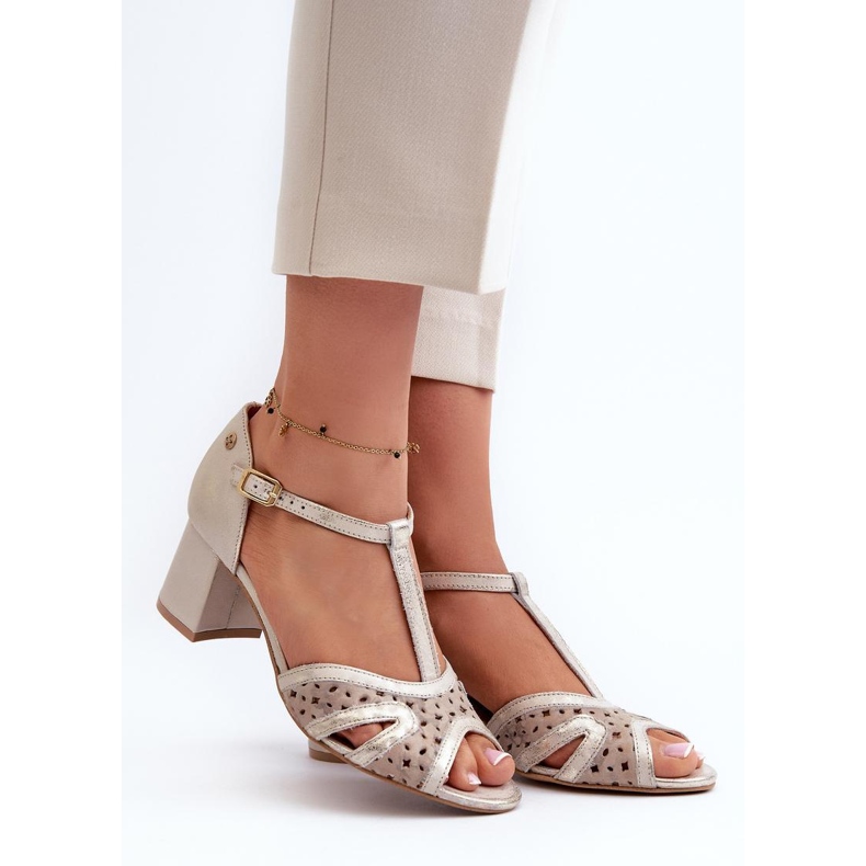 Sandalias tacón mujer Maciejka Beige/Dorado 1