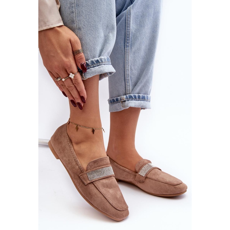 Mocasines de mujer con pedrería Marrón 1