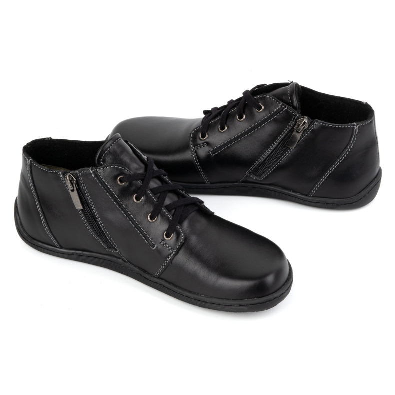 Olivier Zapatos de mujer descalzos de piel, ligeramente aislados, caña alta con cremallera 787 negro 2