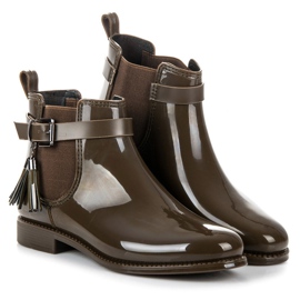 Ideal Shoes Botas de agua con flecos verde 3