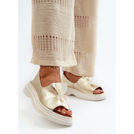 Sandalias mujer Zazoo Gold de piel natural dorado 2