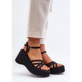 Sandalias mujer plataforma y cuña Negro 1
