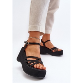 Sandalias mujer plataforma y cuña Negro 2
