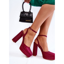 Sandalias de tela y purpurina brillante rosado 1