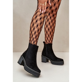 Botas de ante para mujer con parte inferior gruesa, color negro 1 Botas de ante para mujer con parte inferior gruesa, color negro 1