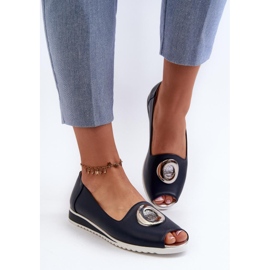 Jezzi Zapatos de tacón con punta abierta azul marino 1