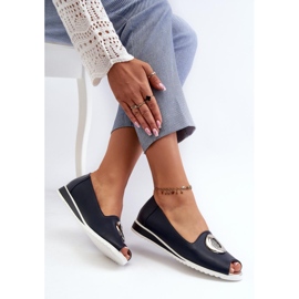 Jezzi Zapatos de tacón con punta abierta azul marino 2