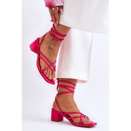 Sandalias únicas atadas en rosa rosado 1