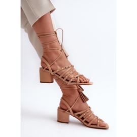 Sandalias tiras camel beige 1