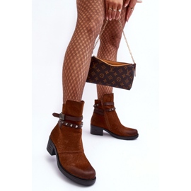 Botines con tira decorativa Camel marrón 1