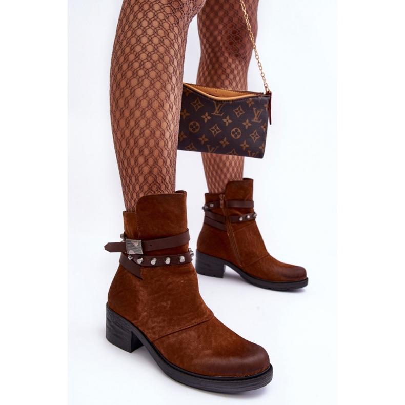 Botines con tira decorativa Camel marrón 2 Botines con tira decorativa Camel marrón 2