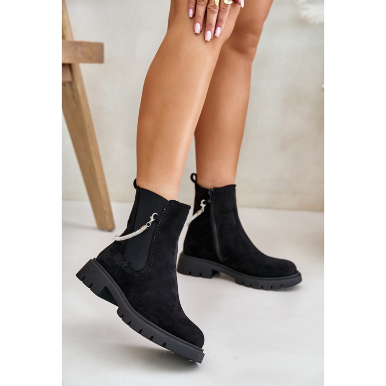 Botas Chelsea de ante para mujer. negro 1