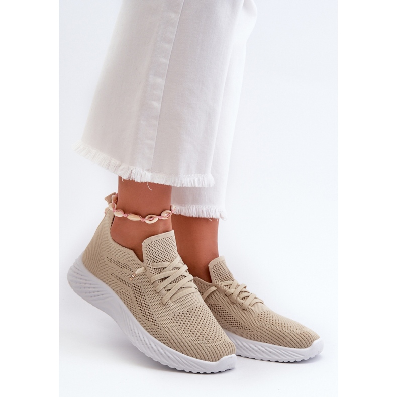 Zapatos deportivos tipo calcetín sin cordones beige 1 Zapatos deportivos tipo calcetín sin cordones beige 1
